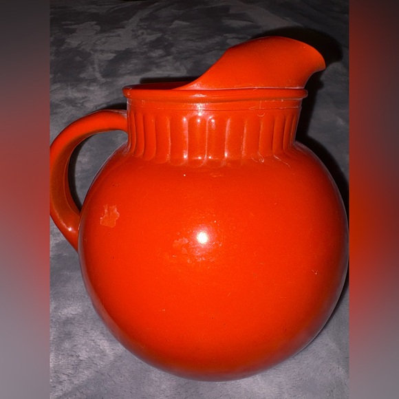 Vintage 1930–1940s Anchor Hocking Orange Ball tilted thick glass pitcher - Picture 3 of 6
